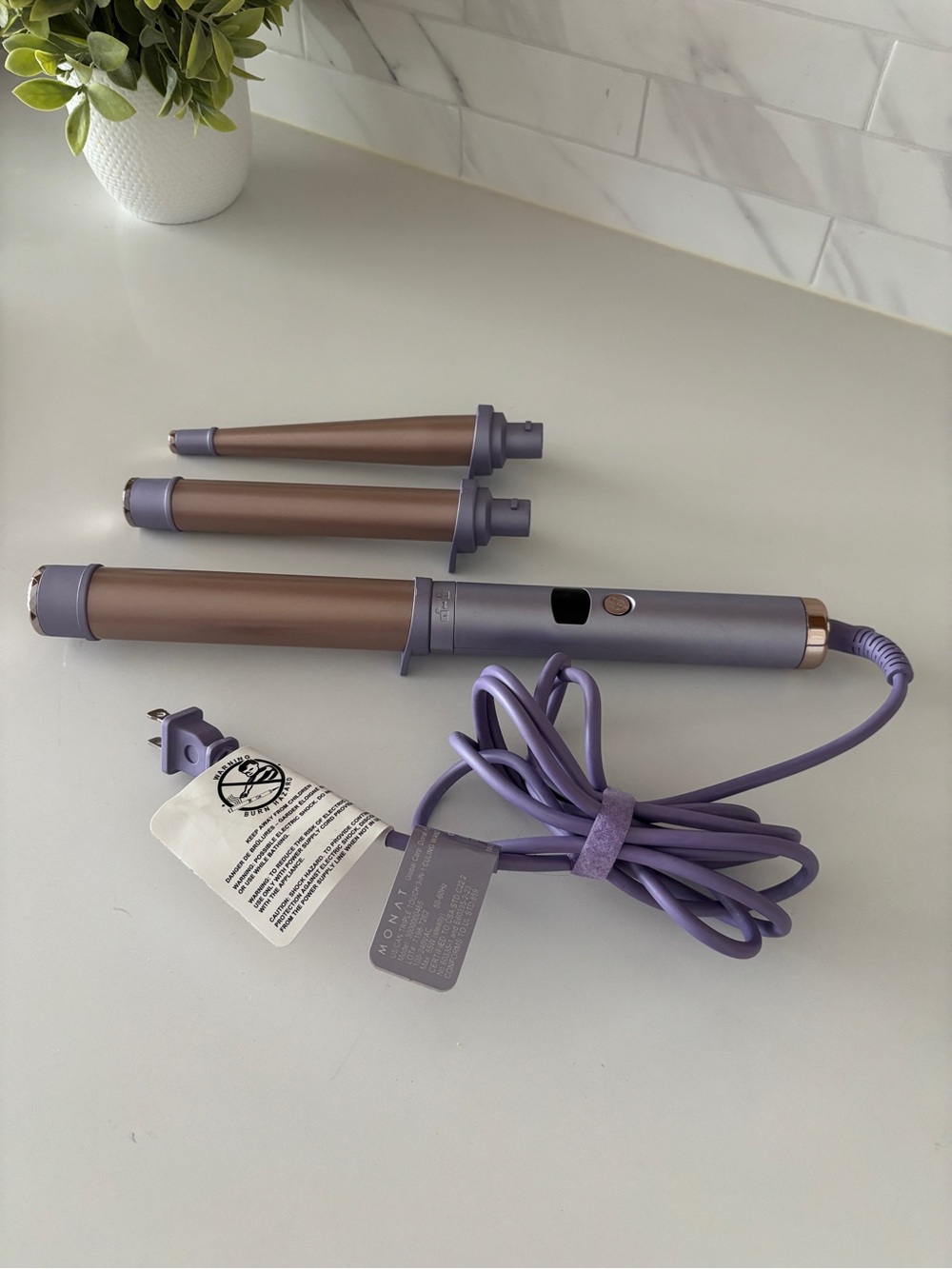 Monat interchangeable Lavender Multi-Barrel Curling Wand - Purple/Bronze